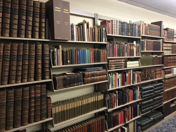 shelves in rare book room